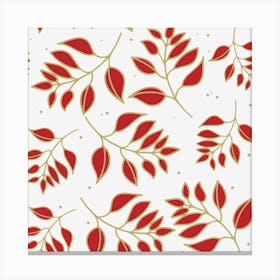 Seamless Pattern With Red And Gold Leaves Canvas Print