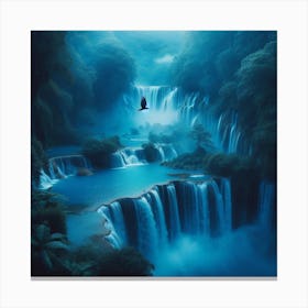 Waterfall At Night Canvas Print