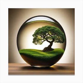 Bonsai Tree In Glass Ball 1 Canvas Print