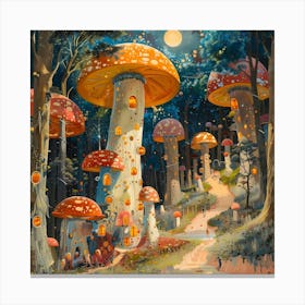 Mushrooms In The Forest, Pop Surrealism, Lowbrow Canvas Print