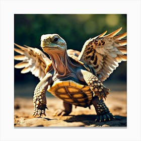 Tortoise Flapping His New Wings And Lifting Off Into The Sky Canvas Print