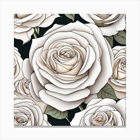 White Roses Seamless Pattern Canvas Print