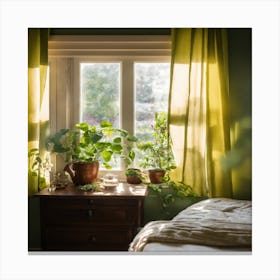 Bedroom With Plants 1 Canvas Print