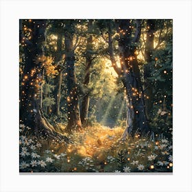 Fireflies In The Forest Canvas Print