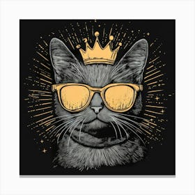 .Generated AI. Wall Art PrintDesign Featuring A Gray Cat With Golden Canvas Print