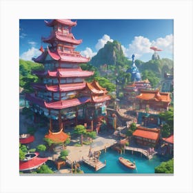 Theme Park on an Island Canvas Print