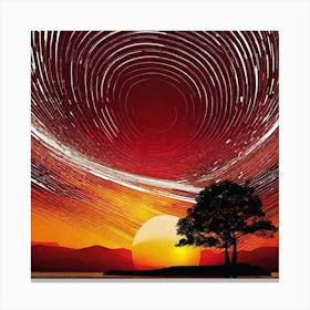 Star Trails In The Sky Canvas Print