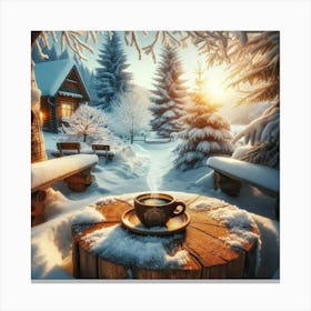 Cup Of Coffee In Winter Canvas Print