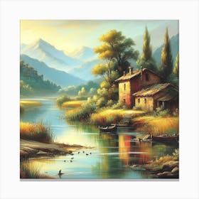 House By The River Canvas Print