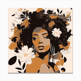 African Woman With Flowers Canvas Print