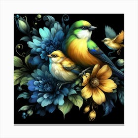 Birds And Flowers 5 Canvas Print