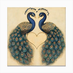 Peacocks In Love 7 Canvas Print