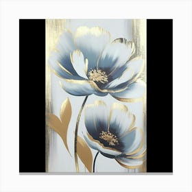 Blue And Gold Flowers Canvas Print