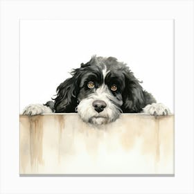 Dog Peeking Over The Wall 33 Canvas Print