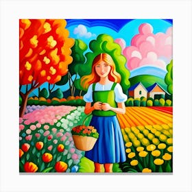 Girl In The Garden Canvas Print