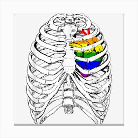 Skeleton Xray Ribs Halloween Heart Lgbtq Gay Pride Ally Canvas Print