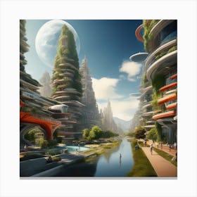 Futuristic Cityscape 230 Canvas Print