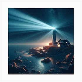 Lighthouse At Night 4 Canvas Print