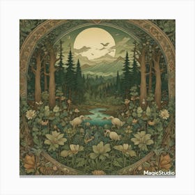 William Morris PrintEveningForest Moon Poster ART print Leinwandbild