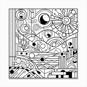 Abstract Black And White Drawing Canvas Print