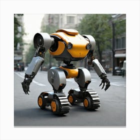 Robot On The Street 70 Canvas Print