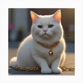 Cat With Gold Chain 1 Canvas Print