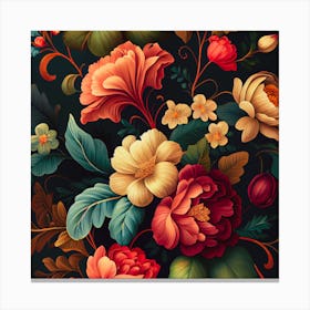 Floral Pattern: Beautiful floral pattern background with flowers Canvas Print