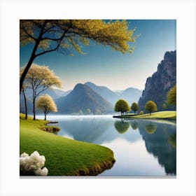 Lake Landscape Wallpaper Canvas Print