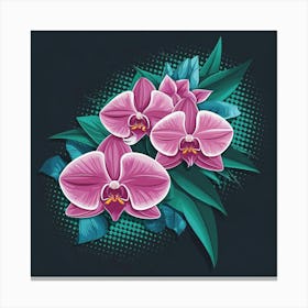 Orchids On A Black Background Canvas Print