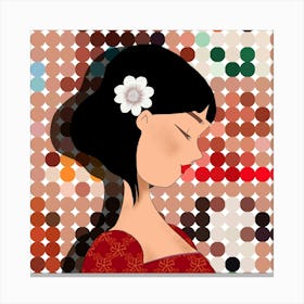 Asian Girl With Flower 1 Canvas Print