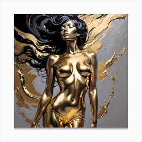 Gold Black Nude Model Canvas Print