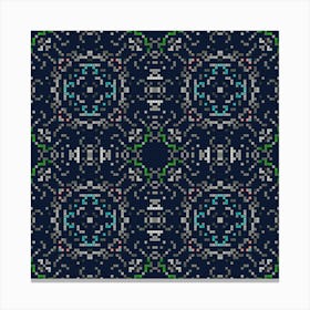 Blue And Green Floral Pattern Canvas Print