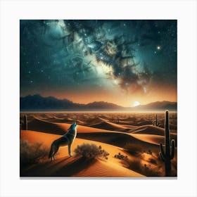 Wolf In The Desert Canvas Print