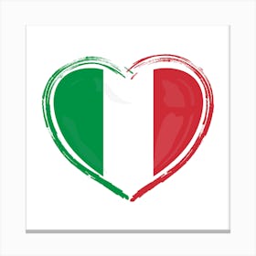 Italy Flag Heart Canvas Print
