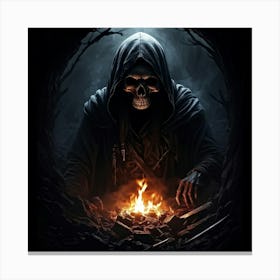 Grim Reapers Skull Plunged Into A Hole Of Bleak Darkness Where Not Even The Dimmest Light Infiltr (3) Canvas Print