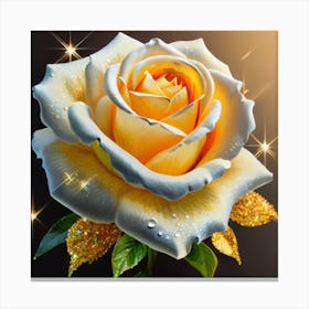 Gold plated white rose Canvas Print