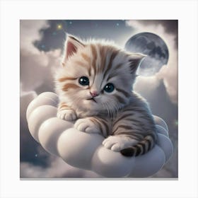 Cute Kitten On Cloud Canvas Print