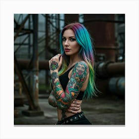 Living Art: The Allure of a Tattooed Woman Tattooed Woman Canvas Print