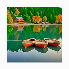 Autumn Leaves On A Lake Canvas Print