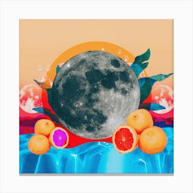 Citrus Sparkle Moon Collage Square Canvas Print