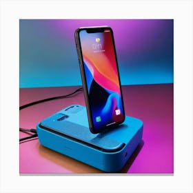 A Photo Of A Mobile Phone With A Bright Blue Backg (1) Canvas Print