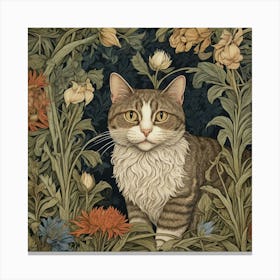 Cat In Flowers Canvas Print