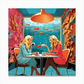 Two Women At A Table Canvas Print