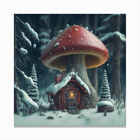 Red mushroom shaped like a hut 16 Canvas Print