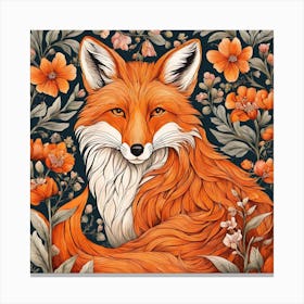Floral Fox Portrait Painting (11) Canvas Print