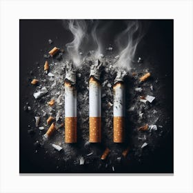 Cigarettes On Black Background Canvas Print