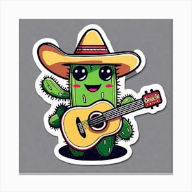 Cactus With Guitar 8 Canvas Print