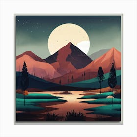 Boho Art Minimalist Landscape Mountains (10) Canvas Print