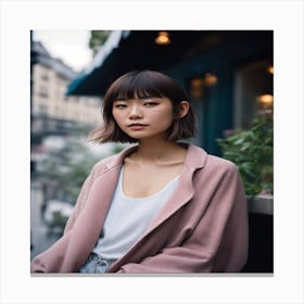 Asian Woman In Paris Canvas Print