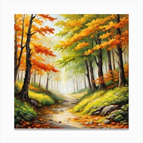 Forest In Autumn In Minimalist Style Square Composition 39 Canvas Print